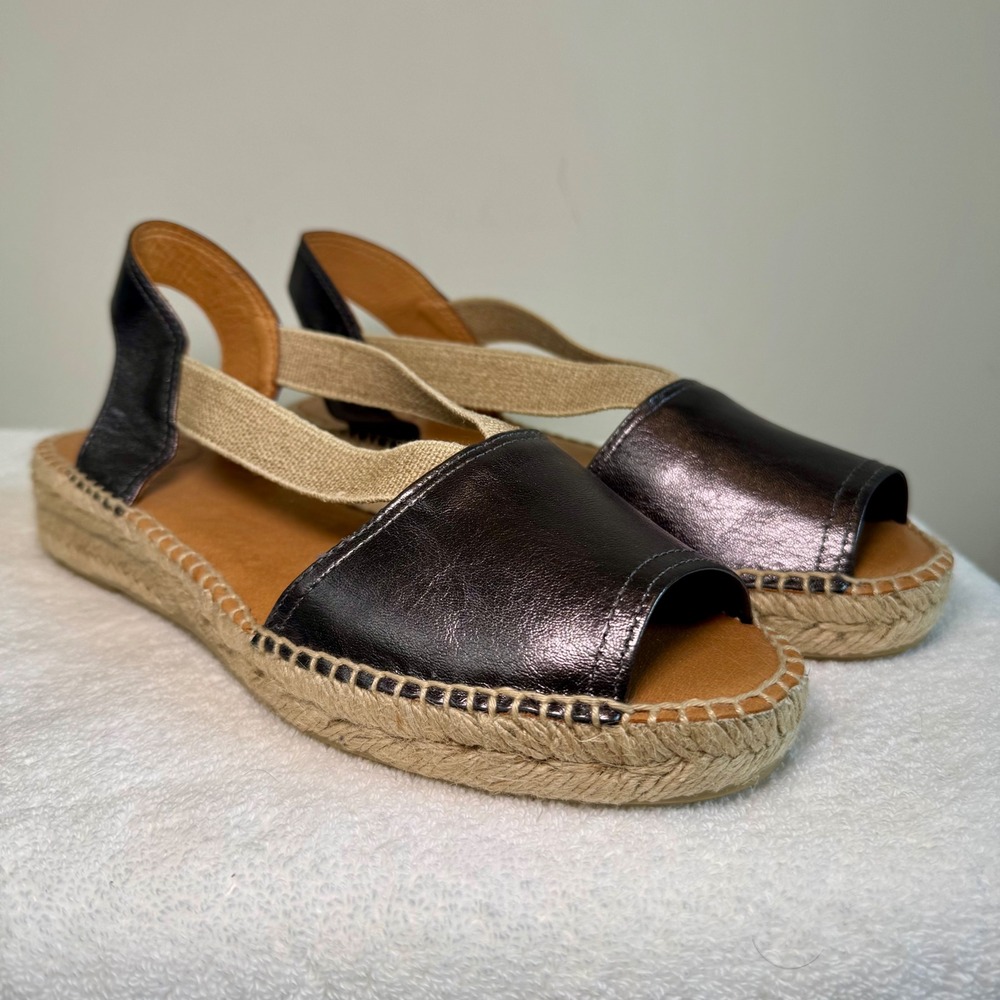 Toni Pons Origens Leather Espadrille Sandals Made in Spain EU 41 Lead Color